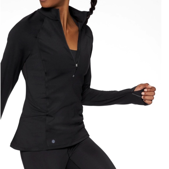 Athleta Run Free Half Zip, Black, Sz M - Picture 1 of 4